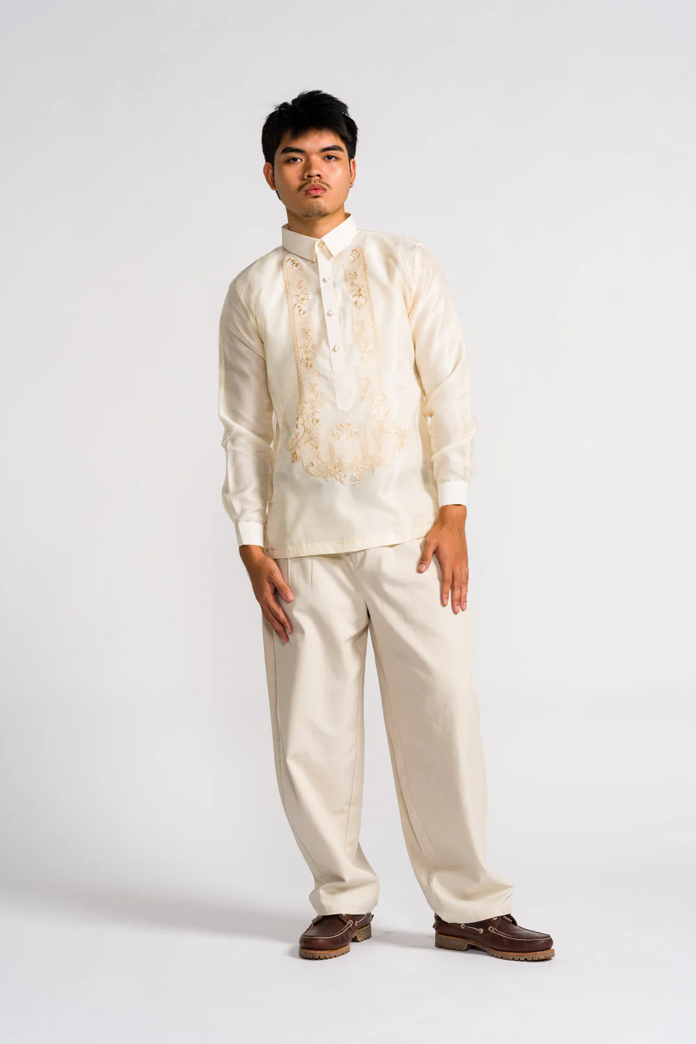 'Antonio' Classic Barong Tagalog – Cream, Organza - Image 10