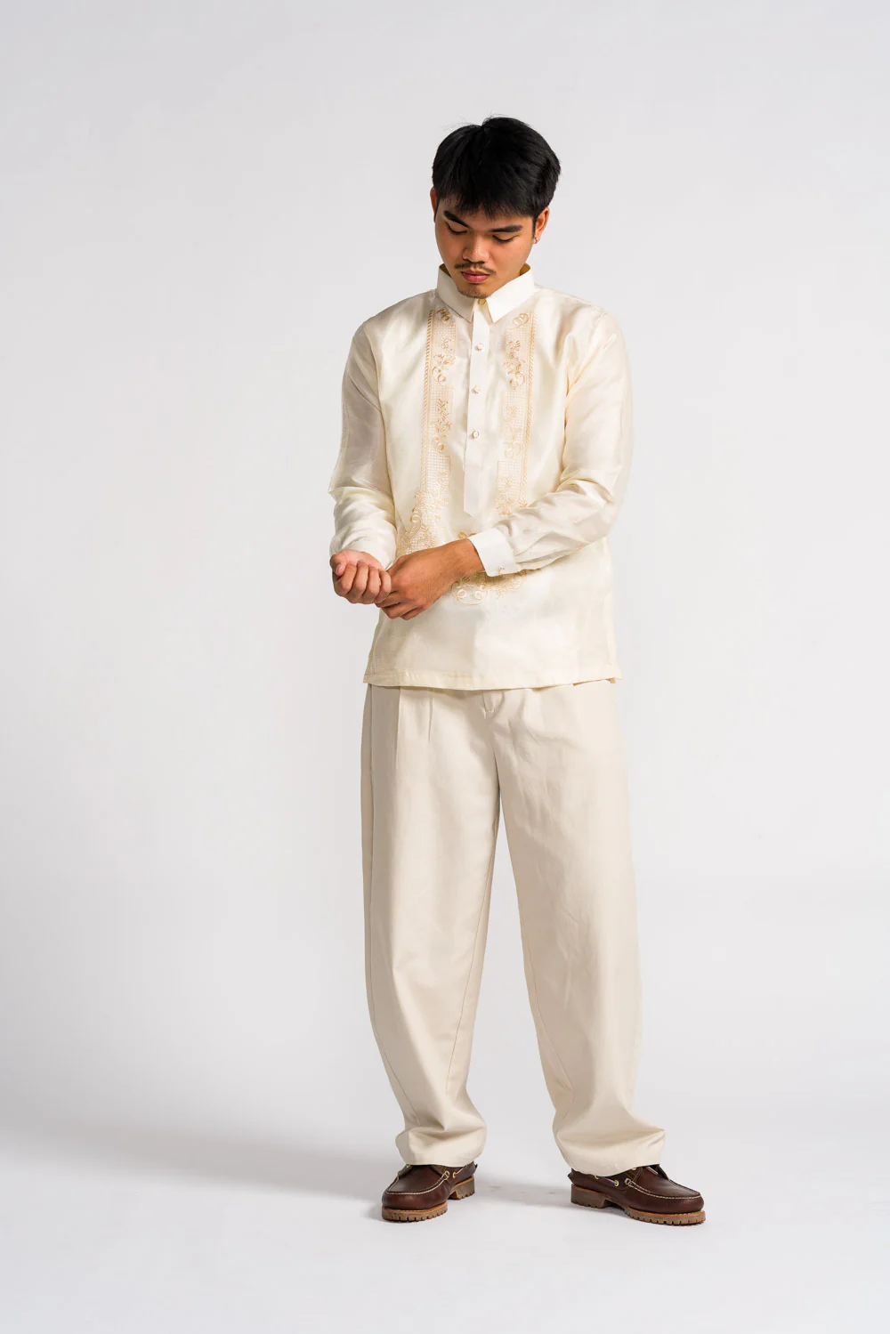 'Antonio' Classic Barong Tagalog – Cream, Organza - Image 11