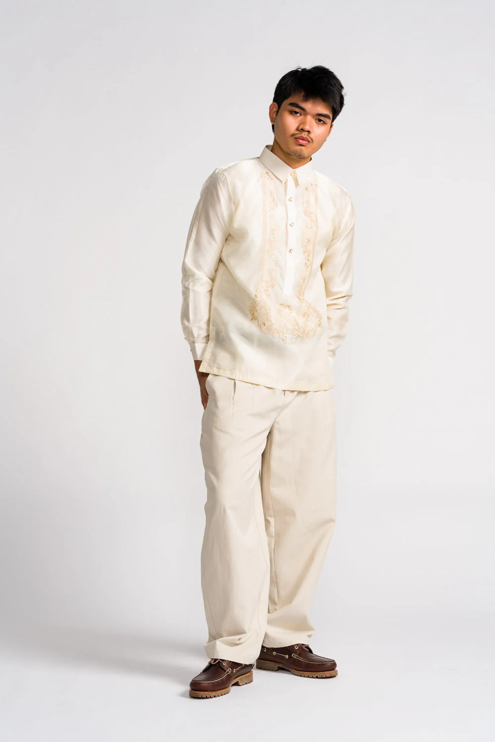 'Antonio' Classic Barong Tagalog – Cream, Organza - Image 12