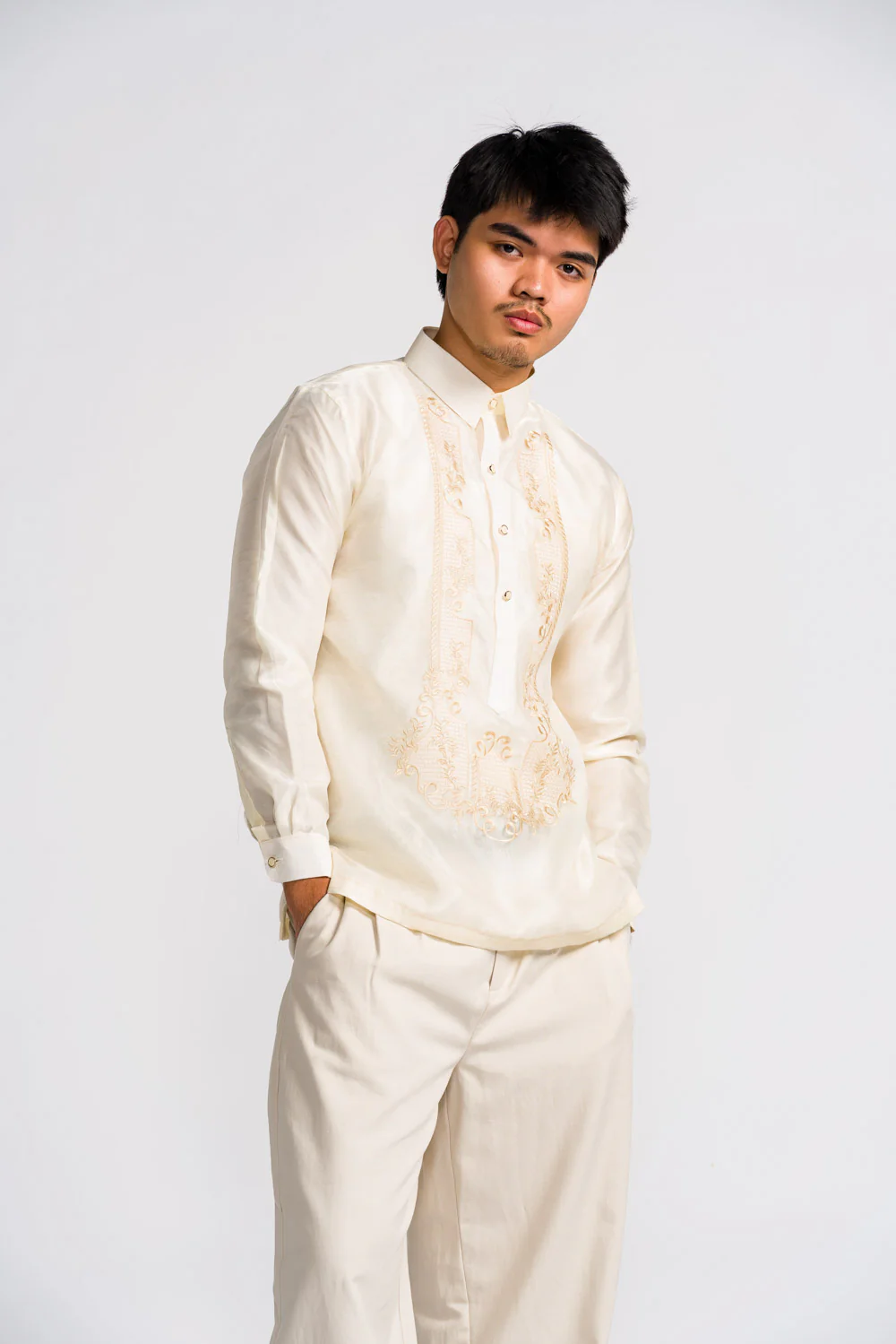 'Antonio' Classic Barong Tagalog – Cream, Organza - Image 14