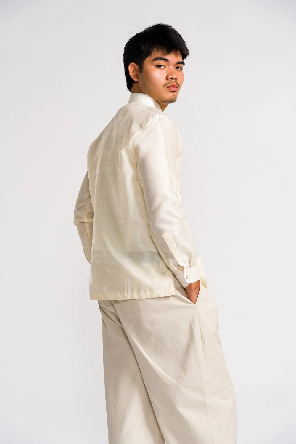 'Antonio' Classic Barong Tagalog – Cream, Organza - Image 16
