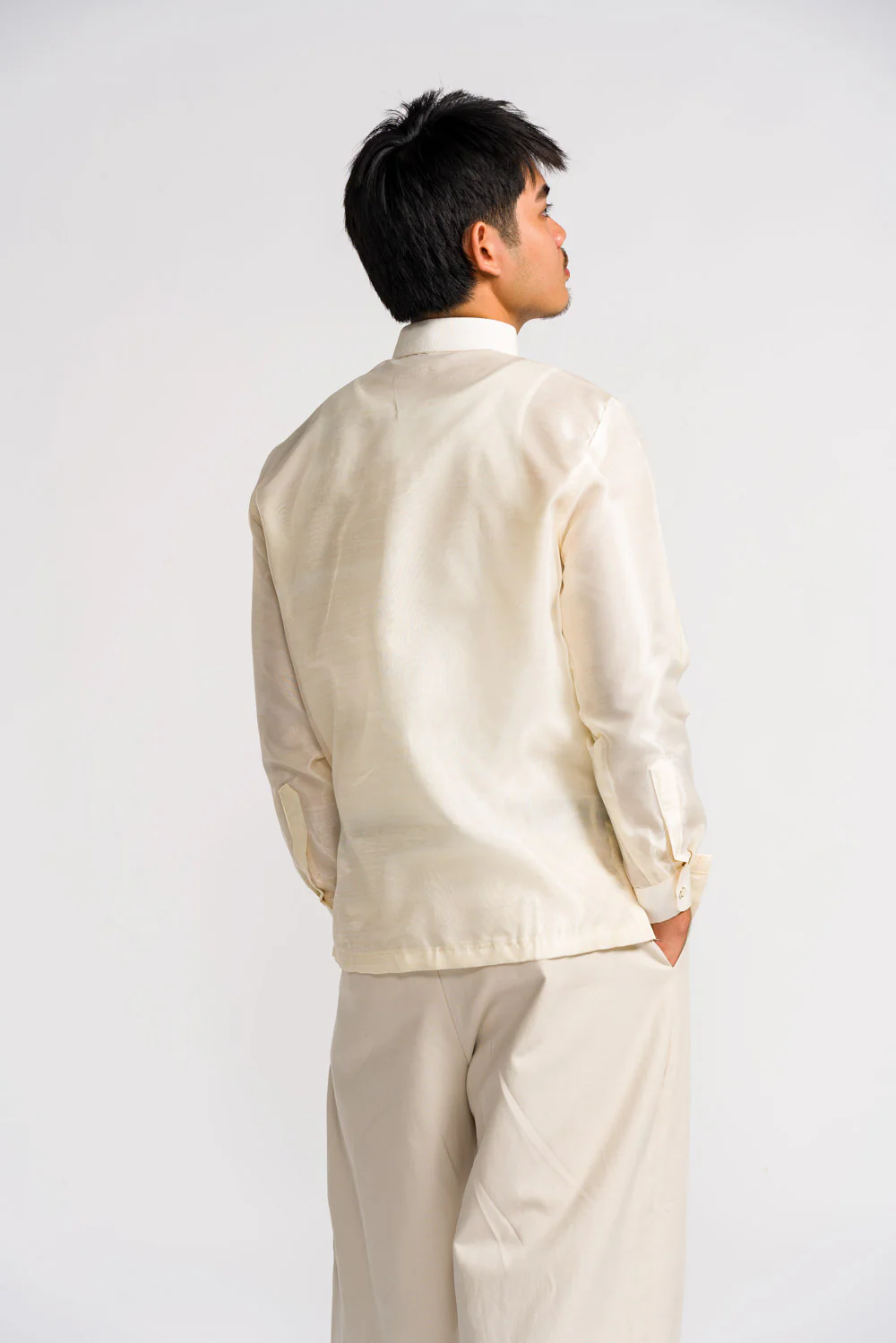 'Antonio' Classic Barong Tagalog – Cream, Organza - Image 17