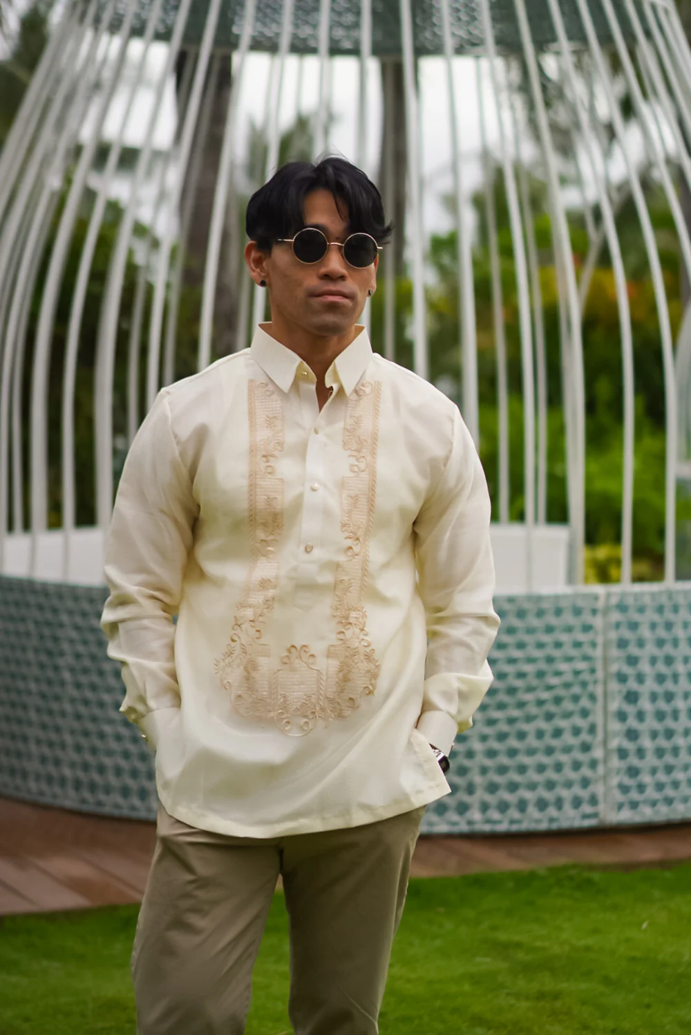 'Antonio' Classic Barong Tagalog – Cream, Organza - Image 3
