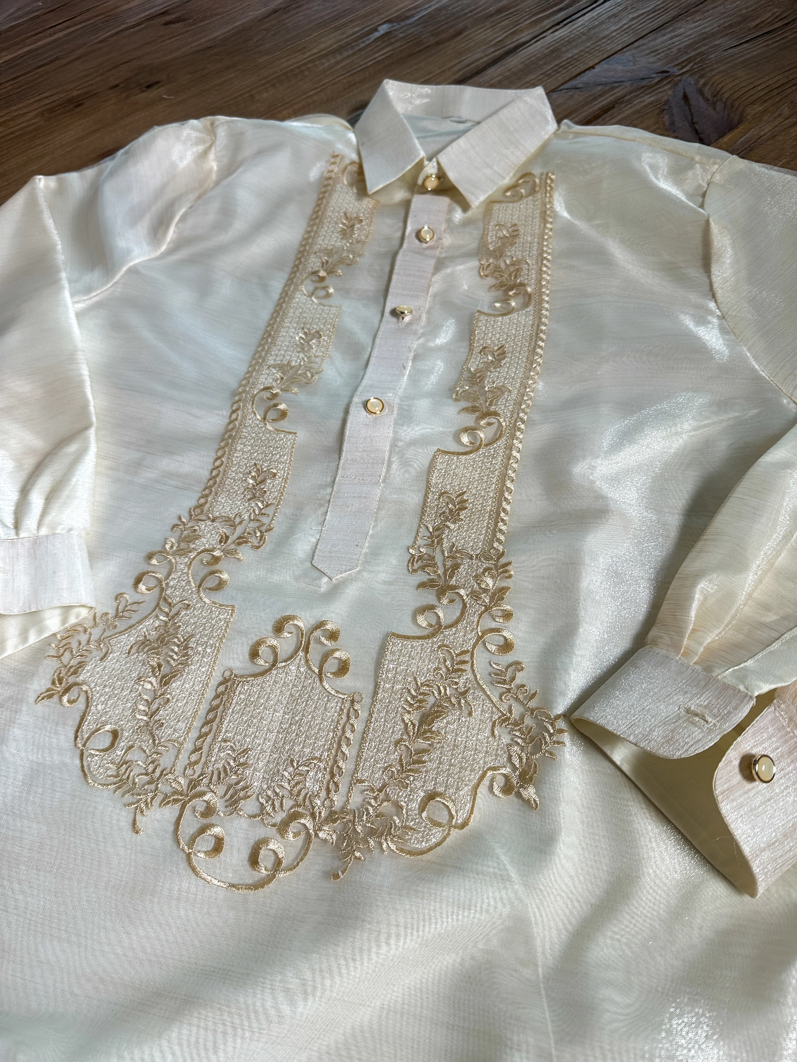 'Antonio' Classic Barong Tagalog – Cream, Organza - Image 6