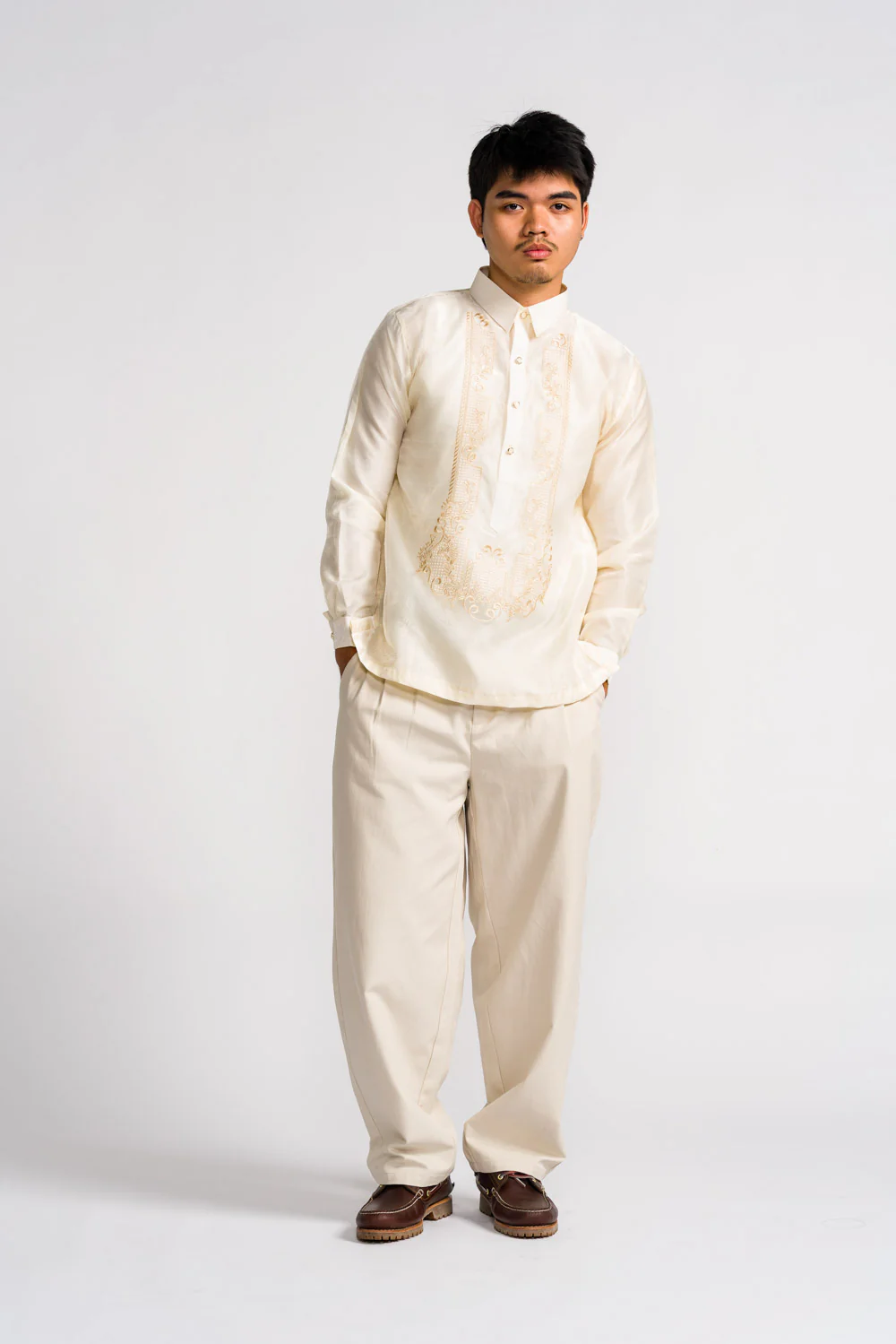 'Antonio' Classic Barong Tagalog – Cream, Organza - Image 8
