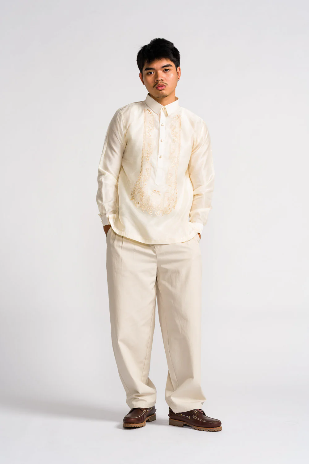 'Antonio' Classic Barong Tagalog – Cream, Organza - Image 9