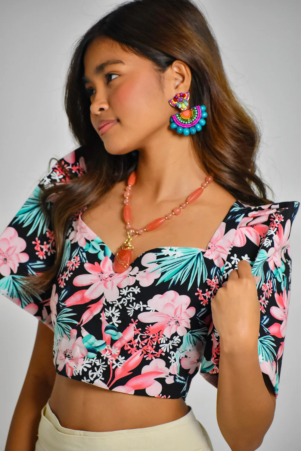 'Sia' Modern Filipiniana Top (Floral) - Image 11