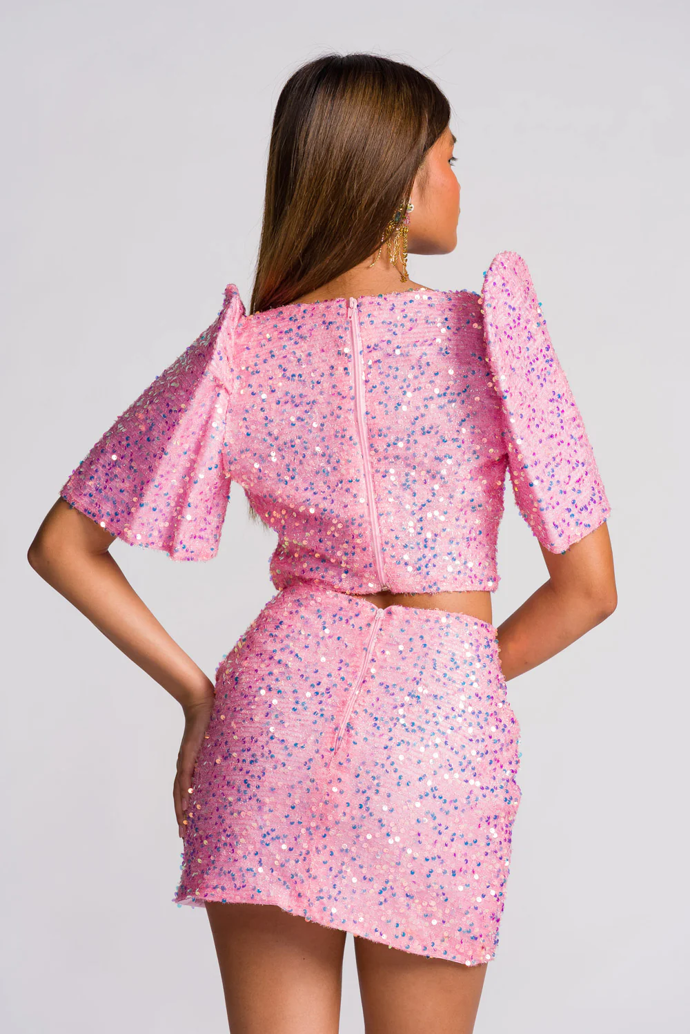 'Binibini' Sequin Mini Skirt (Pastel Pink) - Image 3