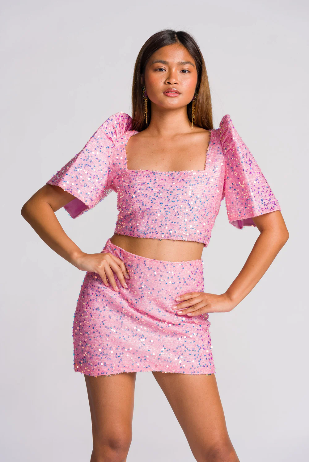 'Binibini' Sequin Mini Skirt (Pastel Pink) - Image 4