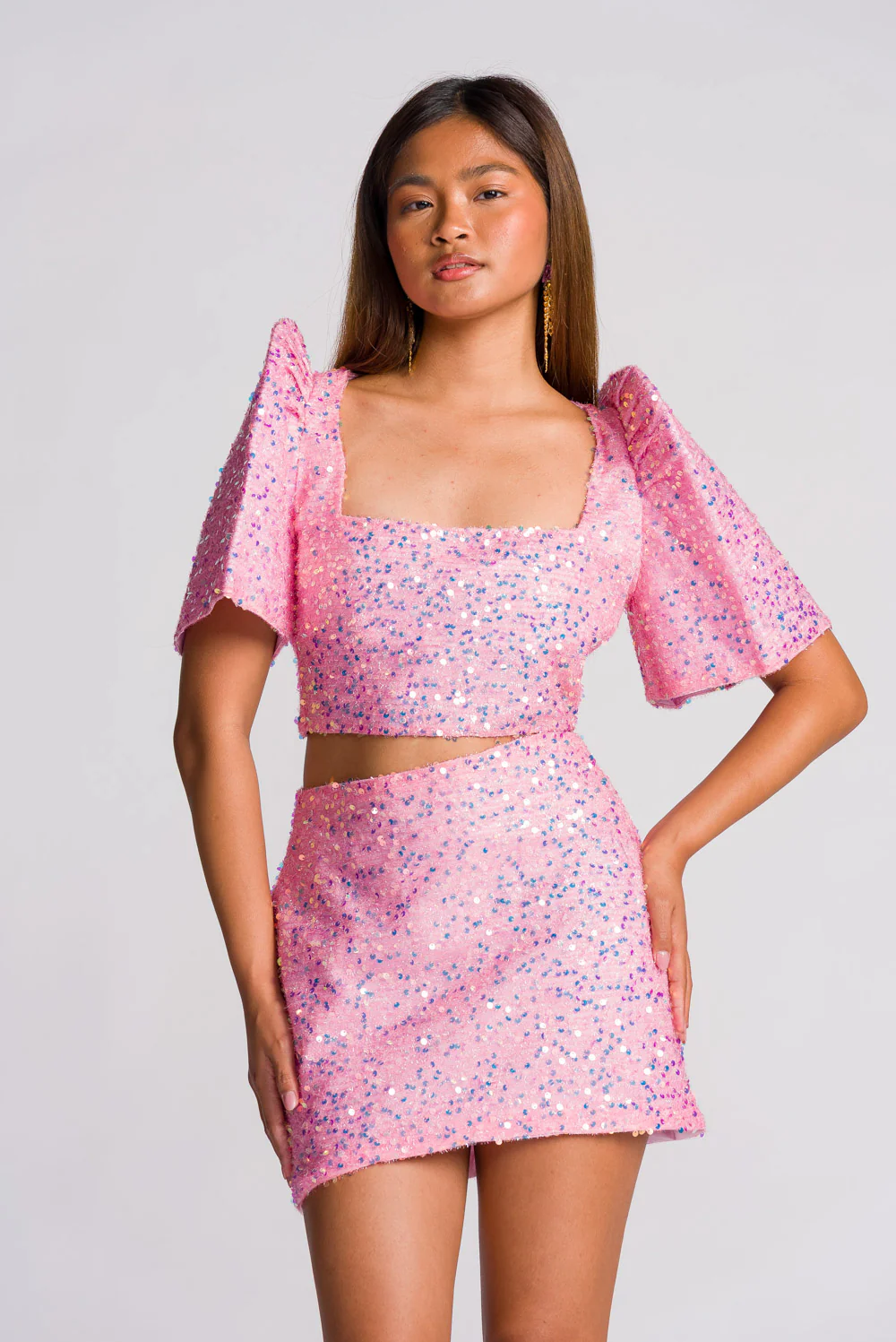 'Binibini' Sequin Mini Skirt (Pastel Pink) - Image 9