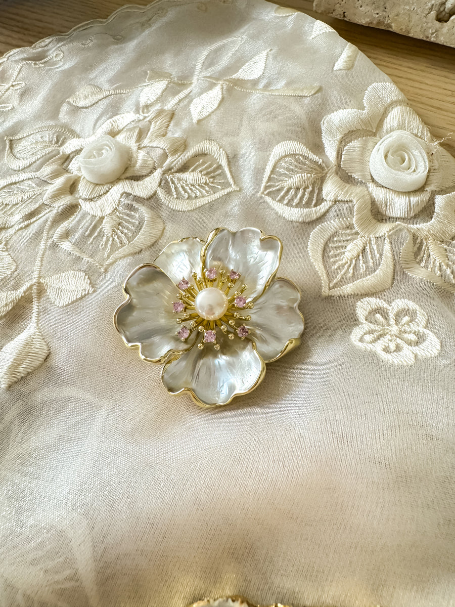 'Bulaklak' 18k Gold Plated Pearl Floral Brooch Pin for Alampay or Panuelo - Image 9