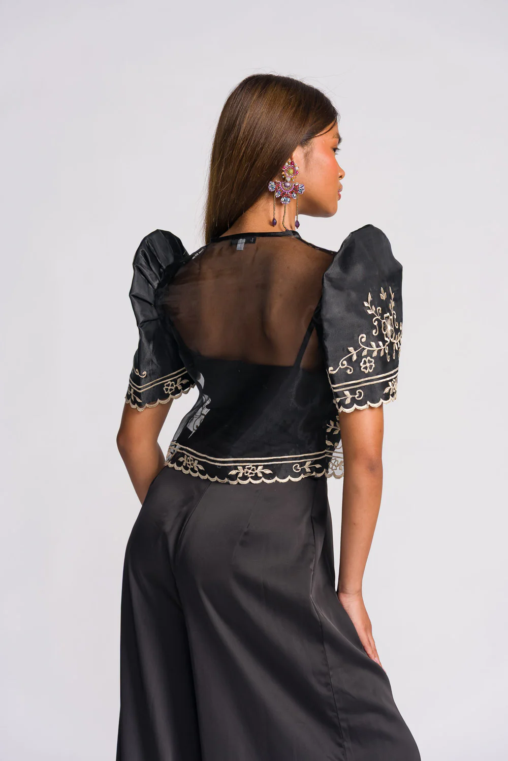 'Carmen' Filipiniana Bolero (Black) - Image 4
