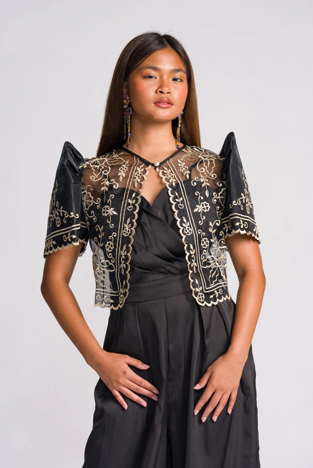 'Carmen' Filipiniana Bolero (Black) - Image 6
