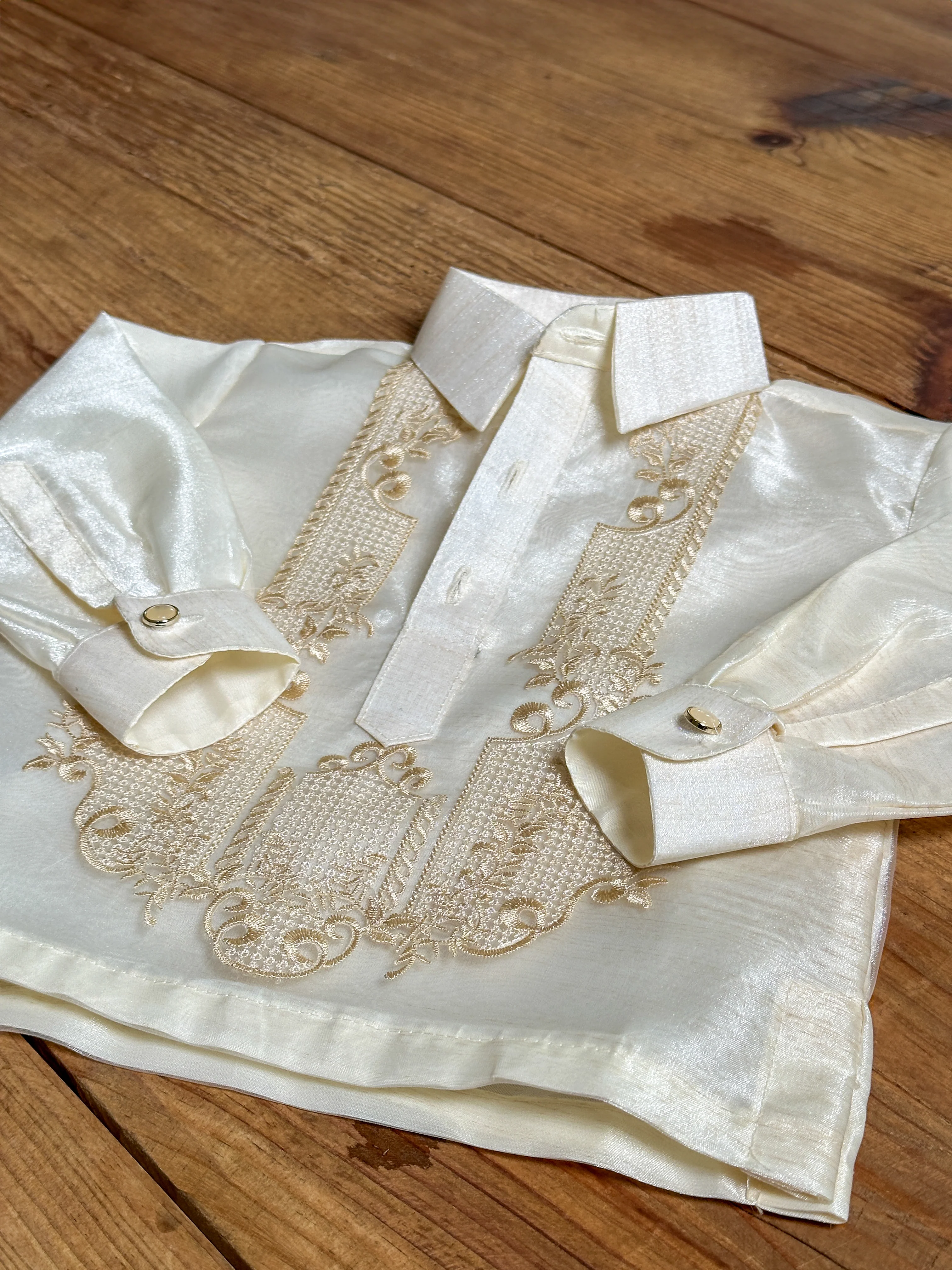 'Antonito' Children's Barong Tagalog – Cream, Organza - Image 13