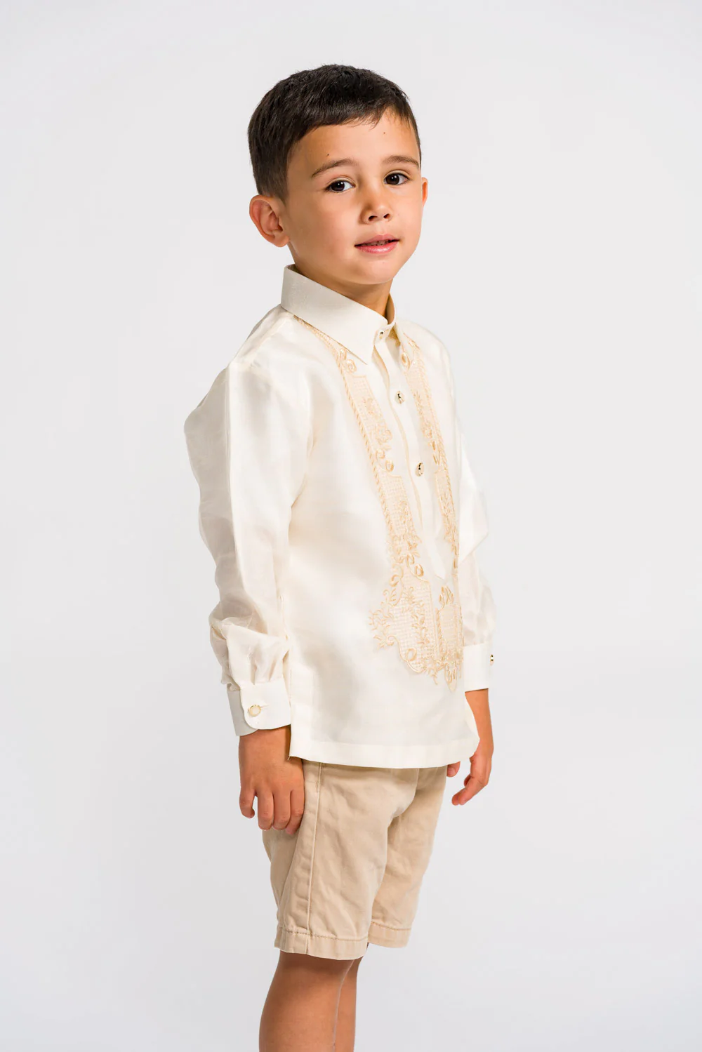 'Antonito' Children's Barong Tagalog – Cream, Organza - Image 4
