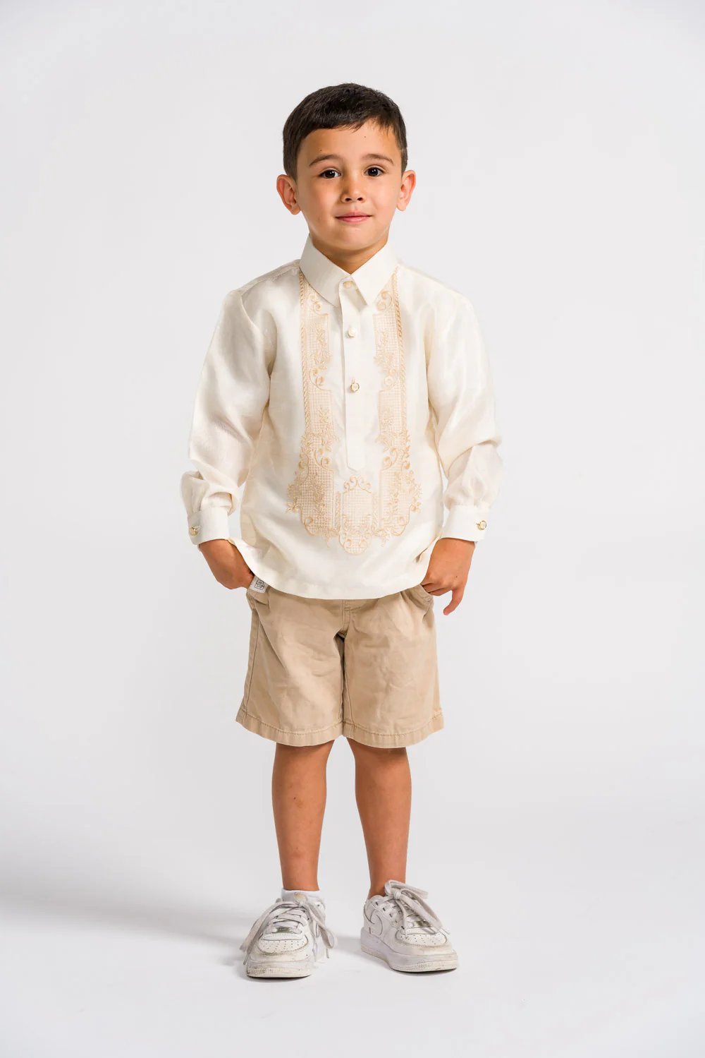 'Antonito' Children's Barong Tagalog – Cream, Organza - Image 7