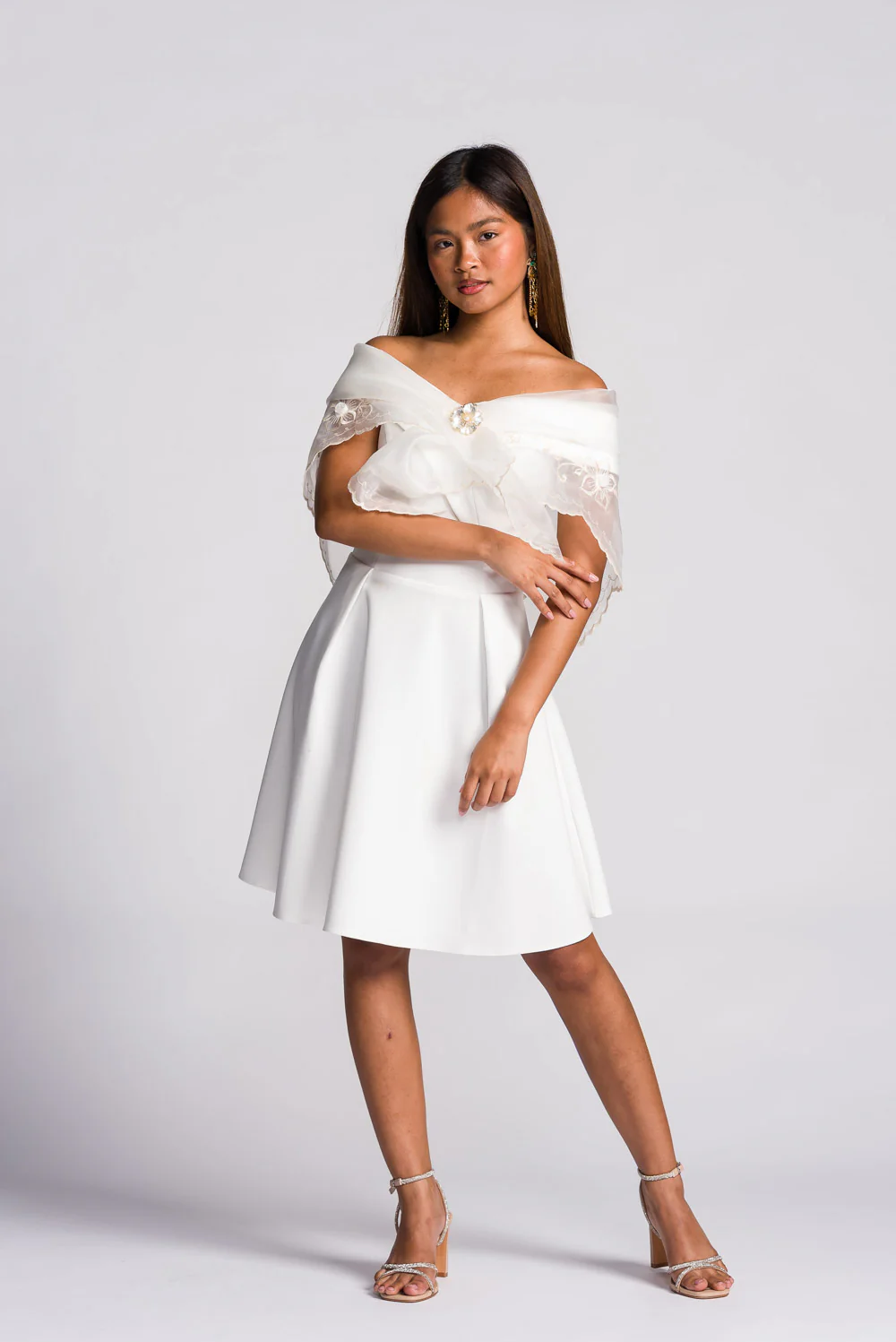 'Maria Clara' Filipiniana Alampay (Ivory White) - Image 8