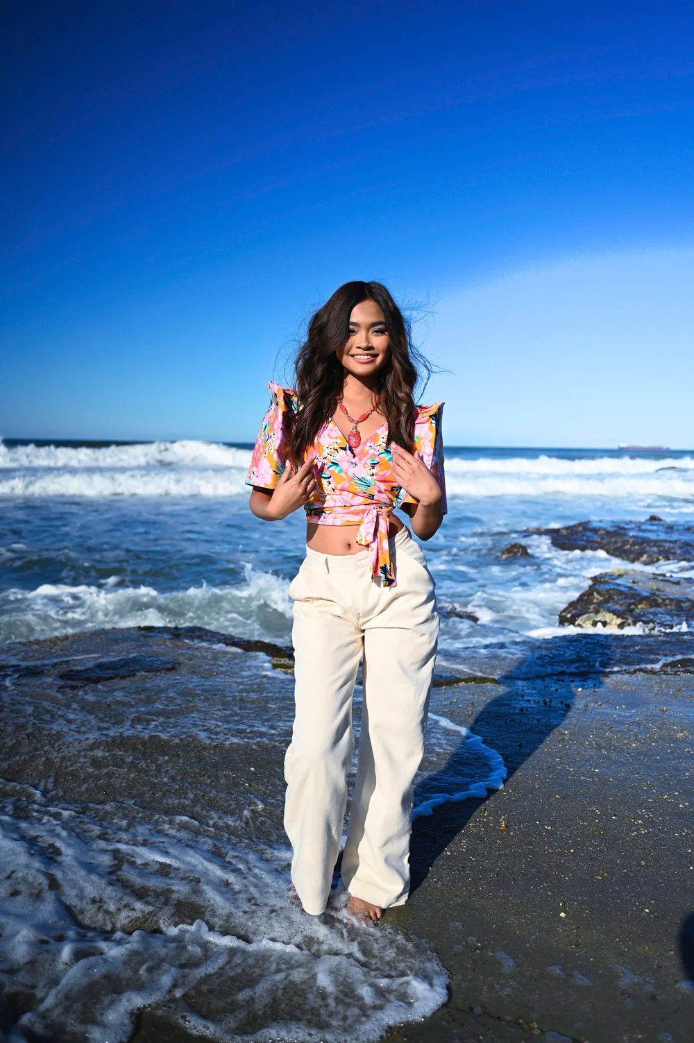 'Cora' Modern Filipiniana Wrap Top (Floral) - Image 16