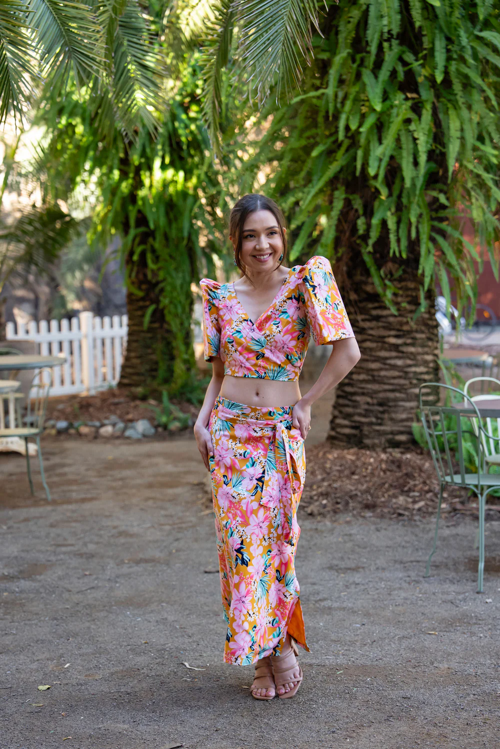 'Cora' Modern Filipiniana Wrap Top (Floral) - Image 18