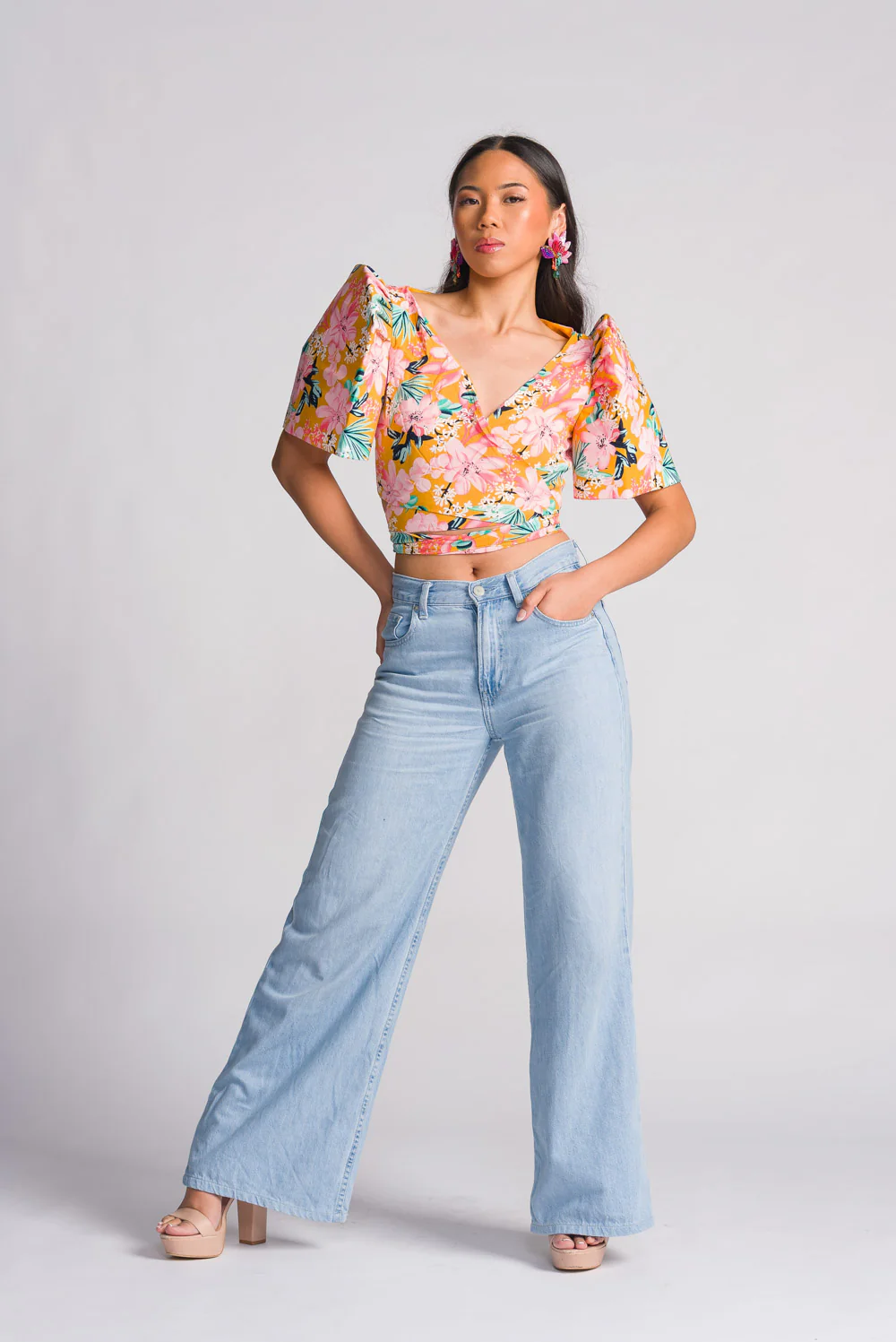 'Cora' Modern Filipiniana Wrap Top (Floral) - Image 7