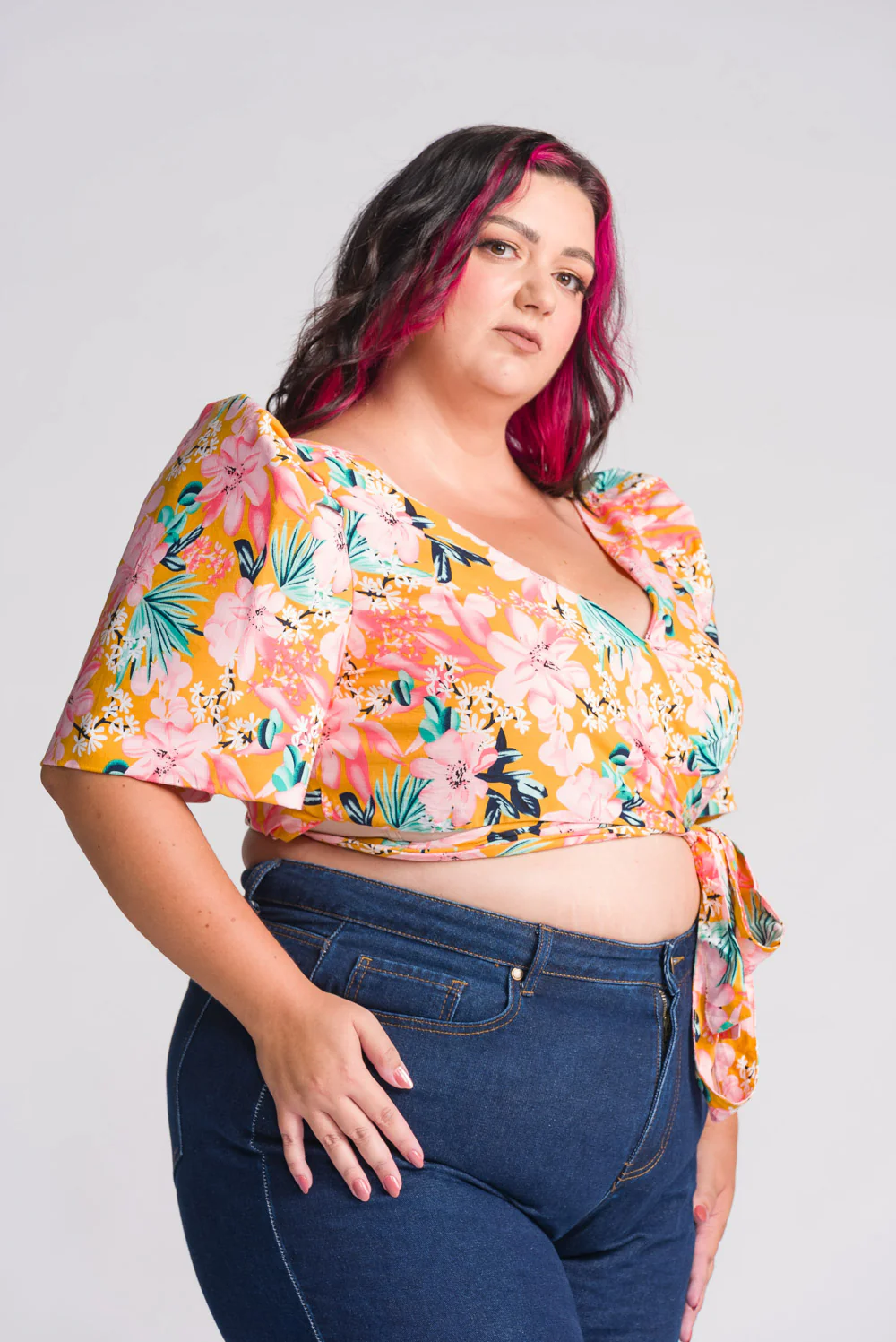 'Cora' Modern Filipiniana Wrap Top (Floral) - Image 9