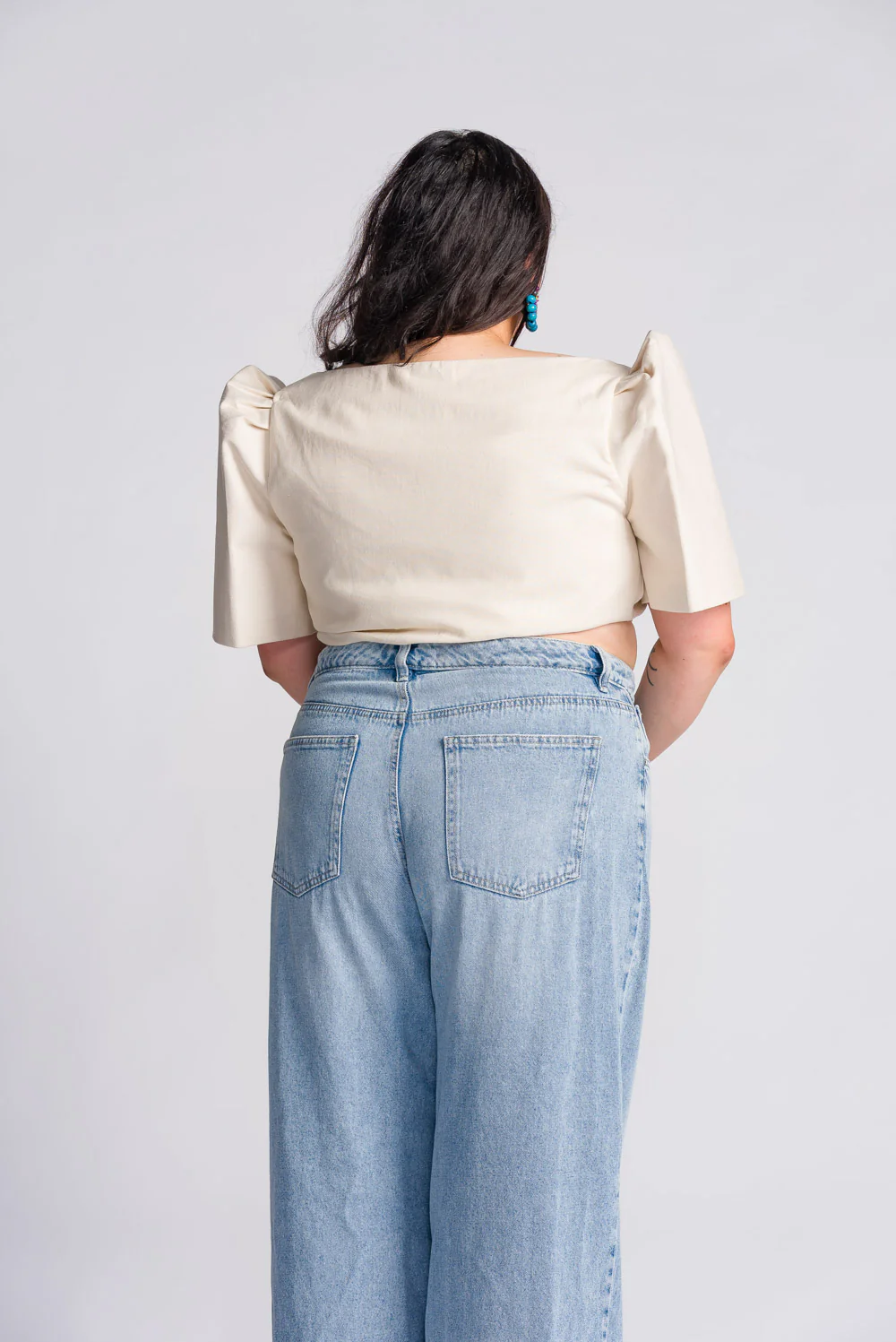 'Cora' Modern Filipiniana Wrap Top (Oat) - Image 9