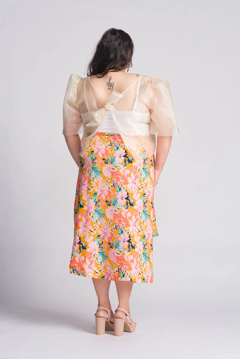 'Dahlia' Ribbon Tie-Up Modern Filipiniana Blouse (Cream) - Image 8