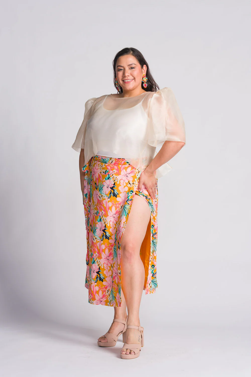 'Dahlia' Ribbon Tie-Up Modern Filipiniana Blouse (Cream) - Image 7