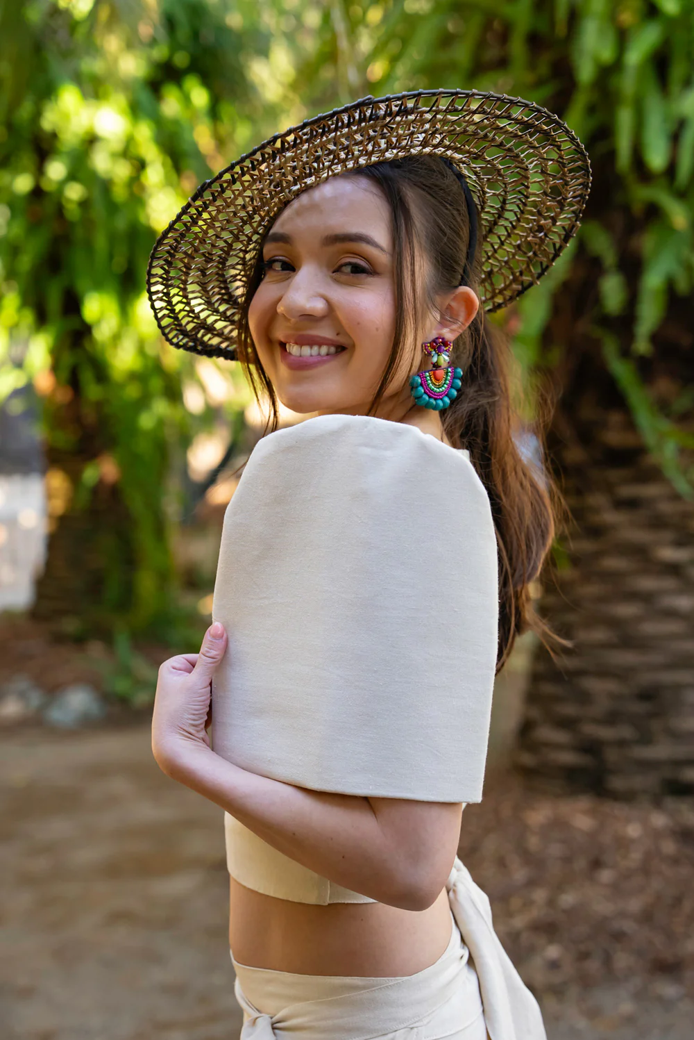 'Cora' Modern Filipiniana Wrap Top (Oat) - Image 18