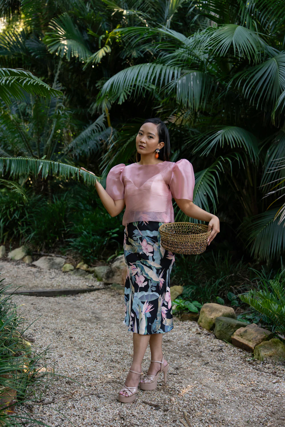 'Dahlia' Ribbon Tie-Up Modern Filipiniana Blouse (Blush Pink) - Image 10