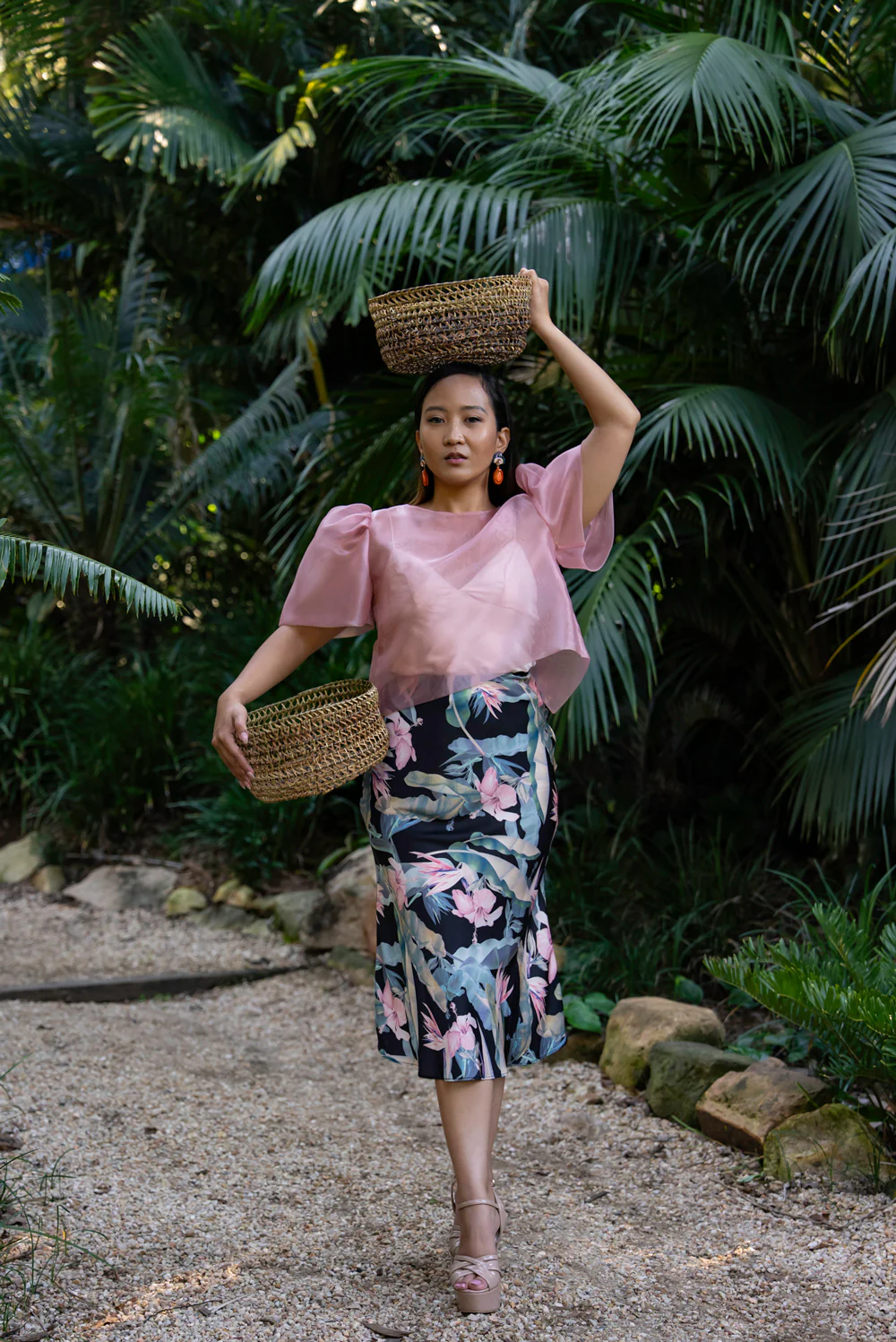 'Dahlia' Ribbon Tie-Up Modern Filipiniana Blouse (Blush Pink) - Image 12