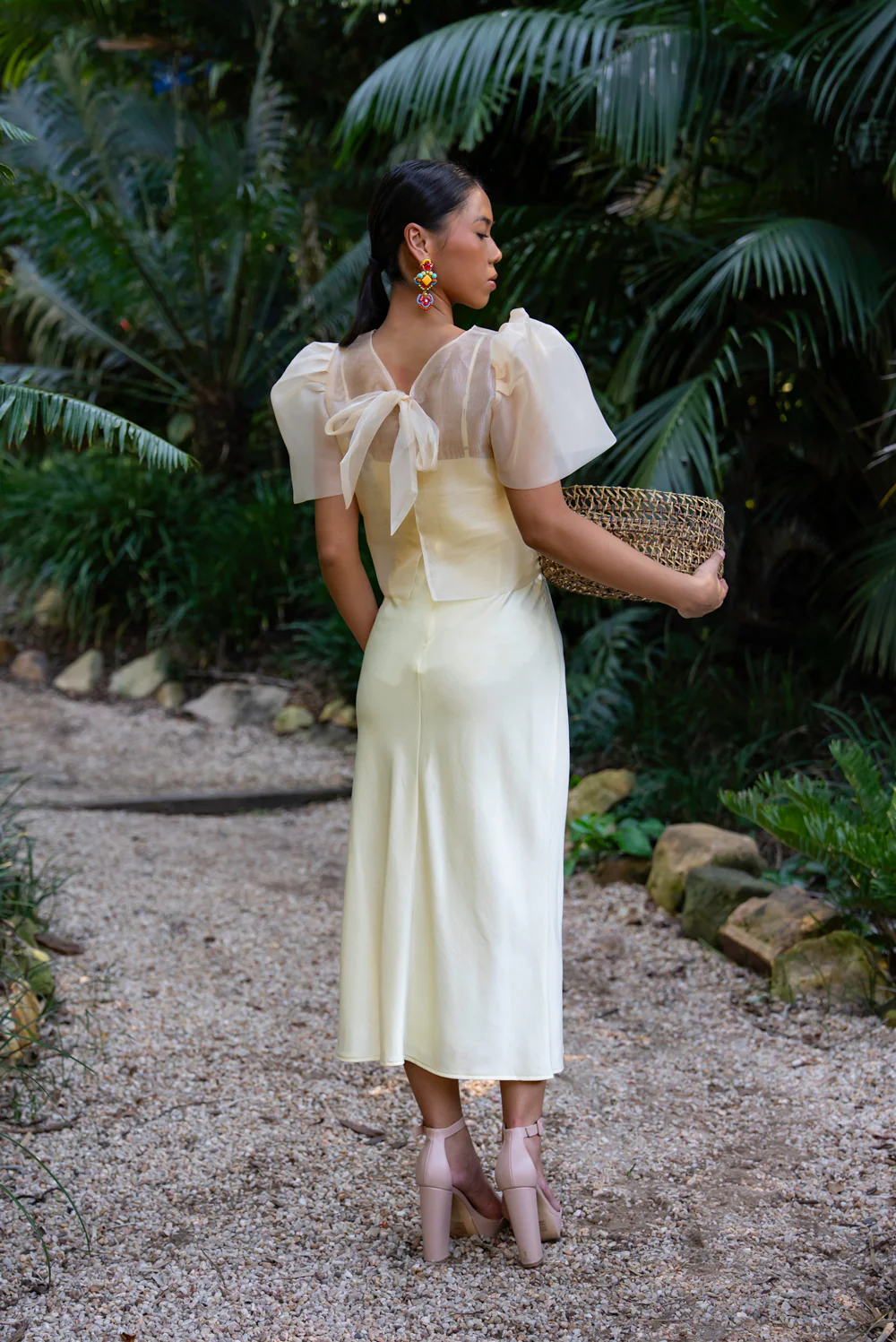 'Dahlia' Ribbon Tie-Up Modern Filipiniana Blouse (Cream) - Image 12