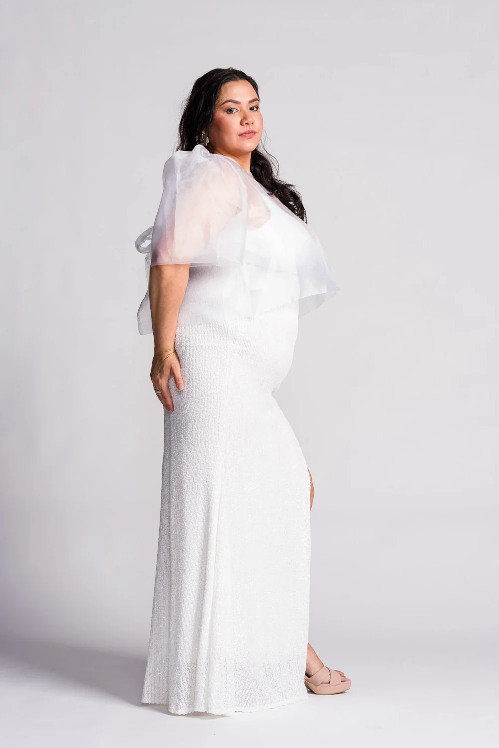 'Dahlia' Ribbon Tie-Up Modern Filipiniana Blouse (Snow White) - Image 10