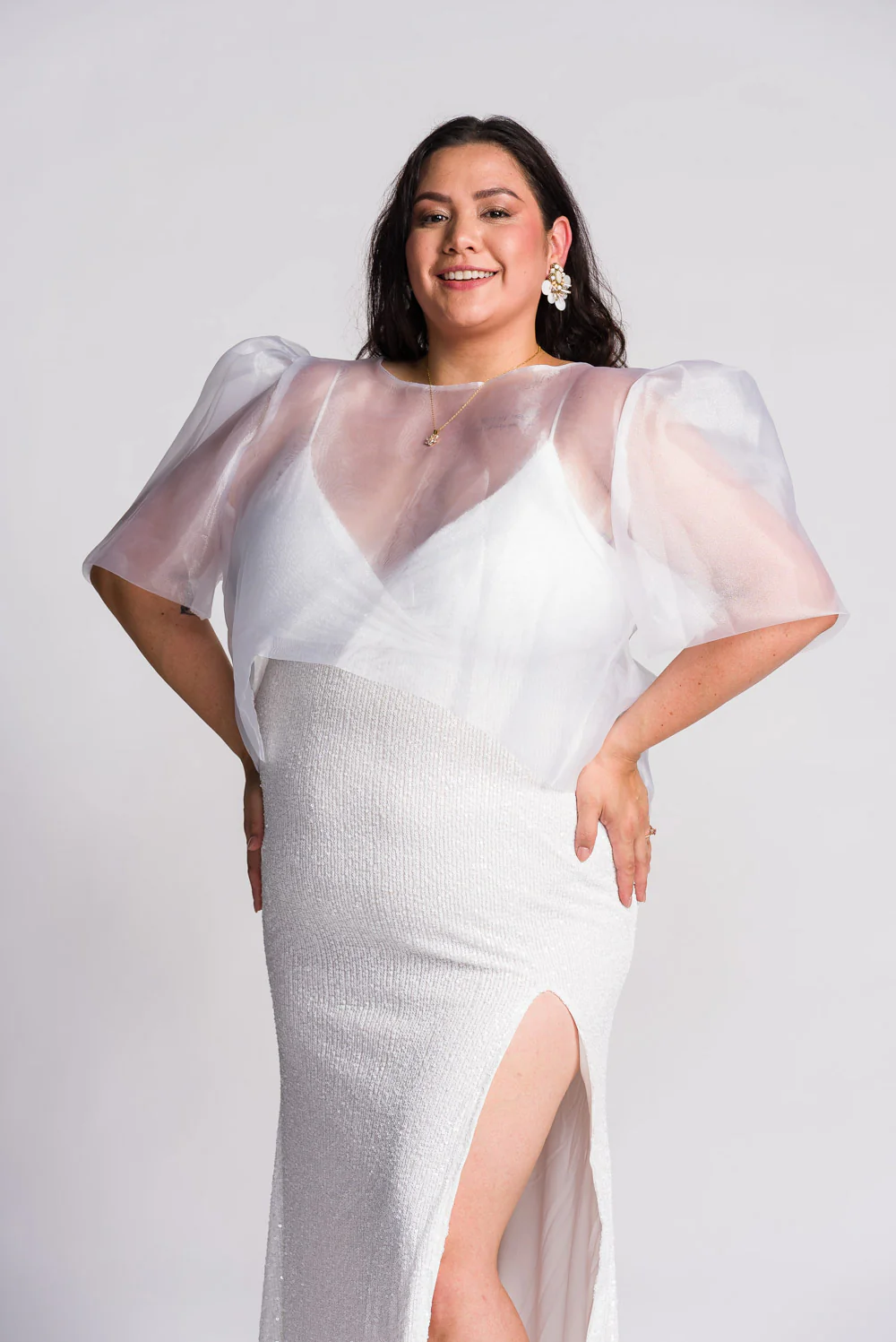 'Dahlia' Ribbon Tie-Up Modern Filipiniana Blouse (Snow White) - Image 11