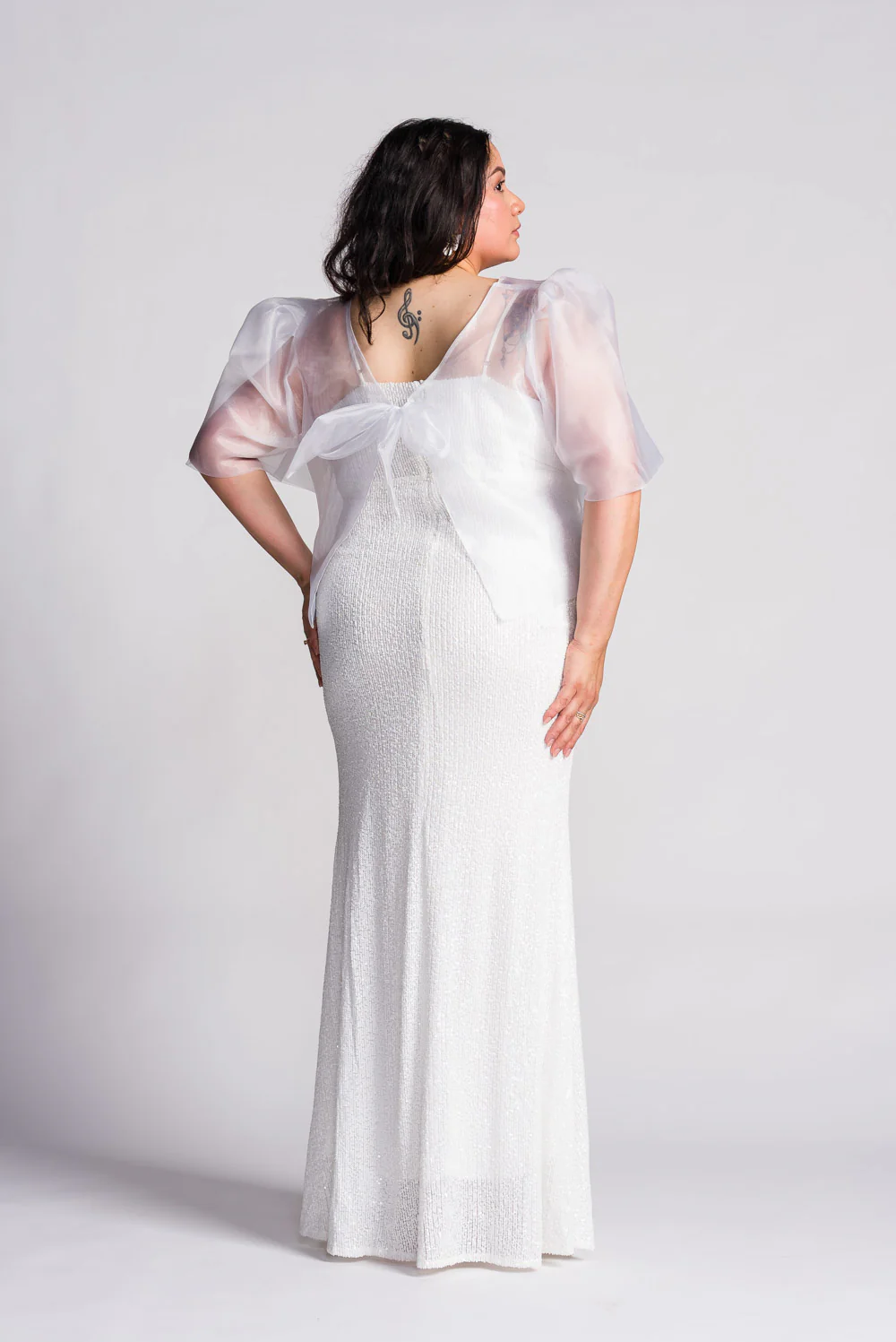 'Dahlia' Ribbon Tie-Up Modern Filipiniana Blouse (Snow White) - Image 12