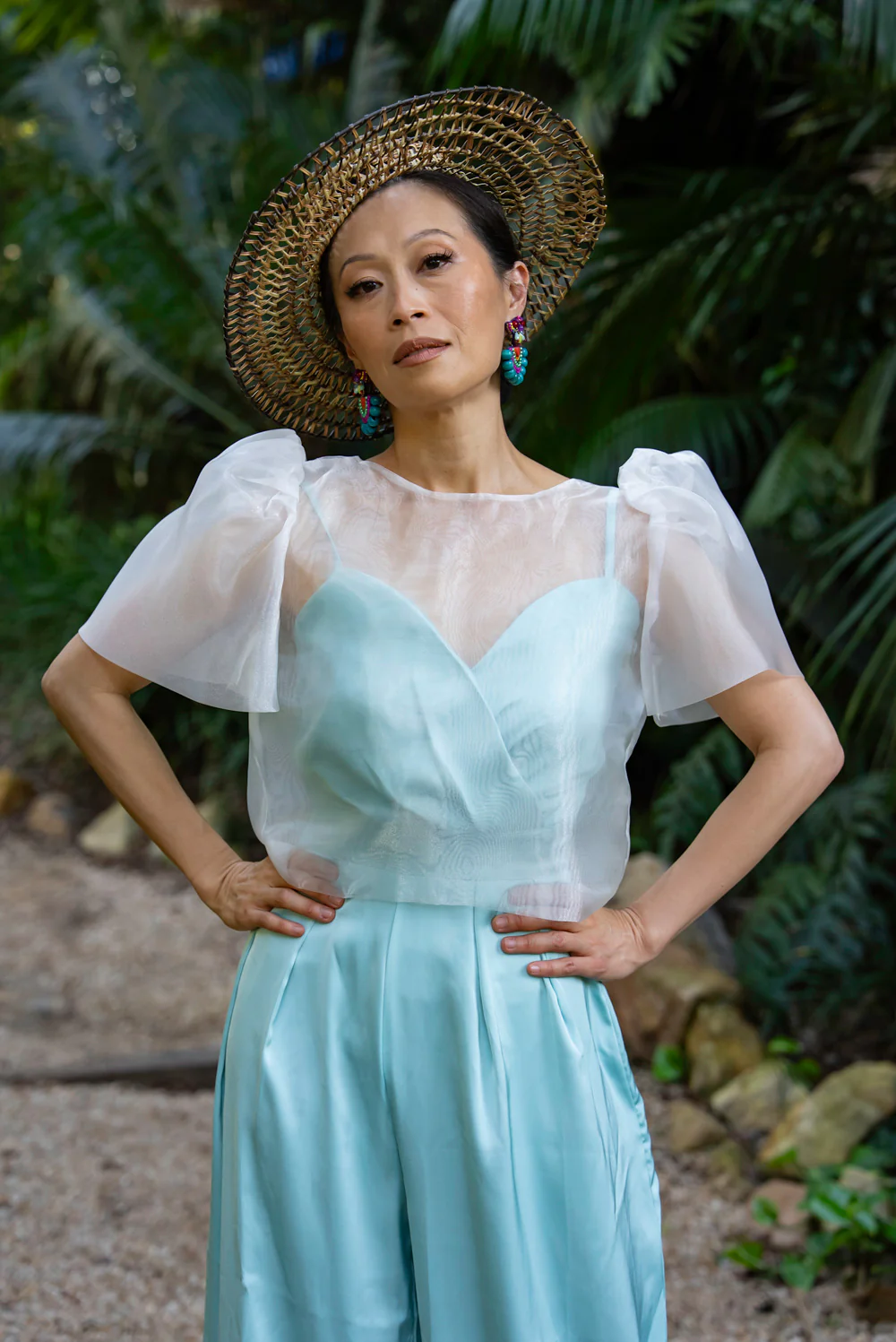 'Dahlia' Ribbon Tie-Up Modern Filipiniana Blouse (Snow White) - Image 19