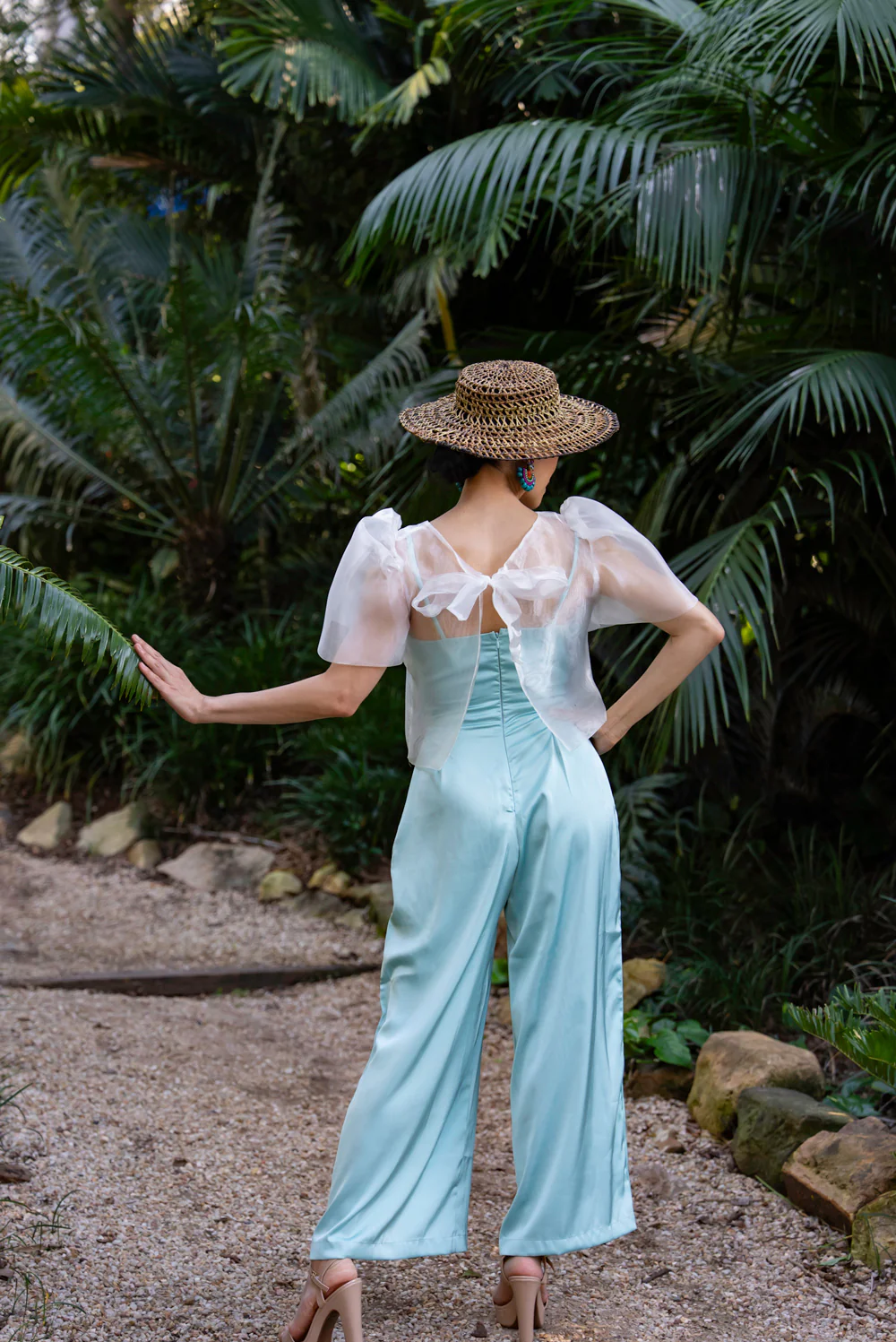 'Dahlia' Ribbon Tie-Up Modern Filipiniana Blouse (Snow White) - Image 20