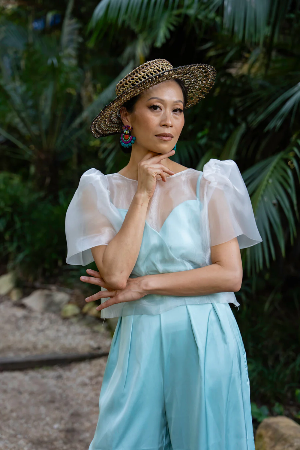 'Dahlia' Ribbon Tie-Up Modern Filipiniana Blouse (Snow White) - Image 21