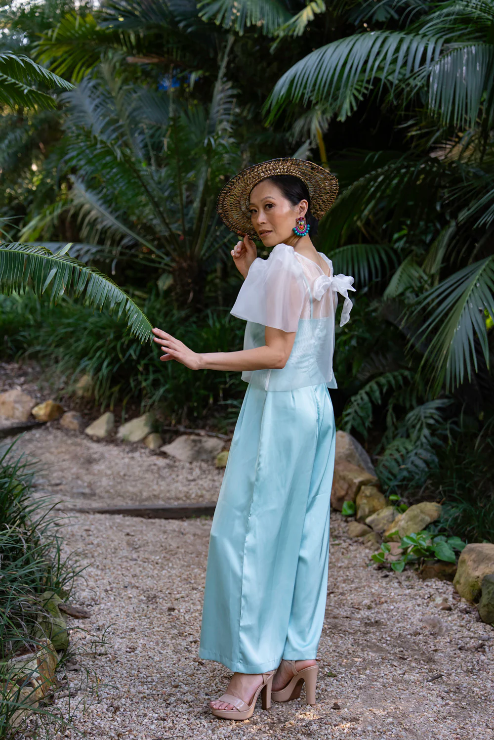 'Dahlia' Ribbon Tie-Up Modern Filipiniana Blouse (Snow White) - Image 23