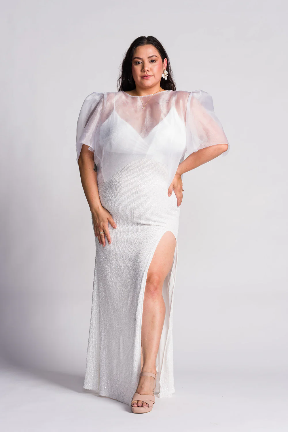 'Dahlia' Ribbon Tie-Up Modern Filipiniana Blouse (Snow White) - Image 9