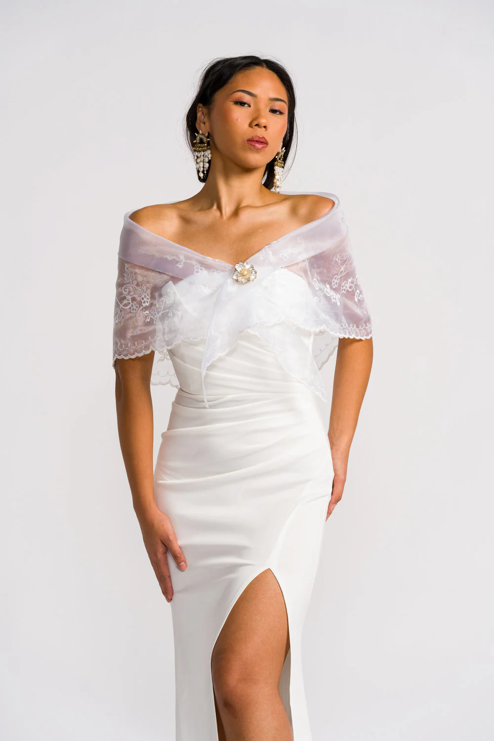 'Maria Clara' Filipiniana Alampay (Snow White) - Image 9