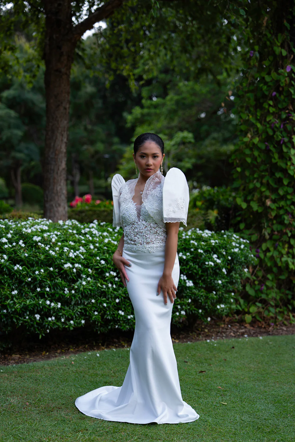 'Florence' Floral Embellished Formal & Bridal Dress (Ivory White) - Image 13