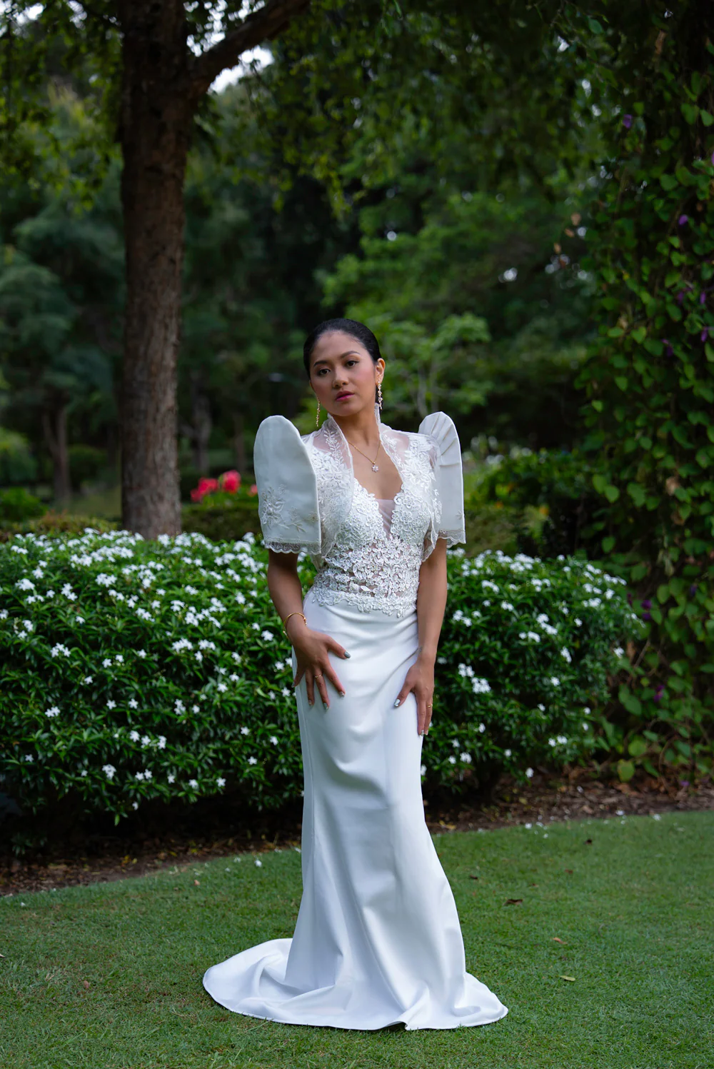 'Florence' Floral Embellished Formal & Bridal Dress (Ivory White) - Image 14