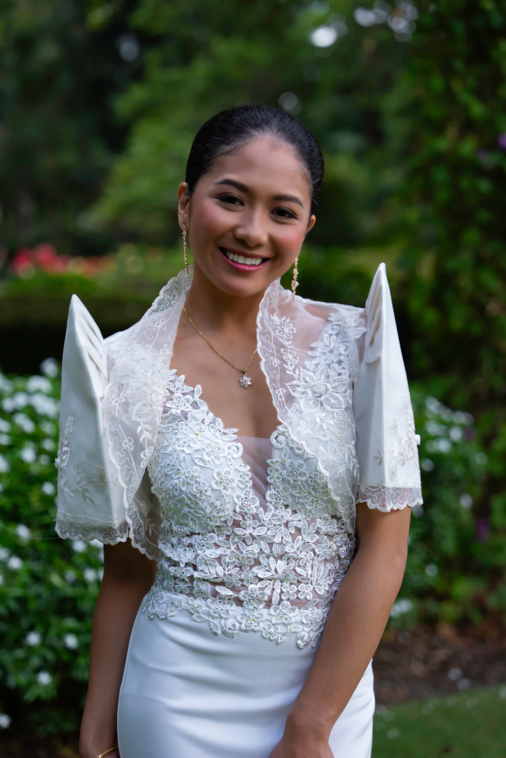 'Florence' Floral Embellished Formal & Bridal Dress (Ivory White) - Image 20