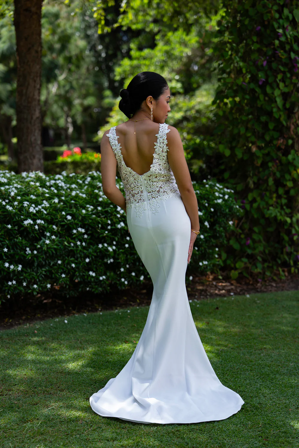 'Florence' Floral Embellished Formal & Bridal Dress (Ivory White) - Image 7