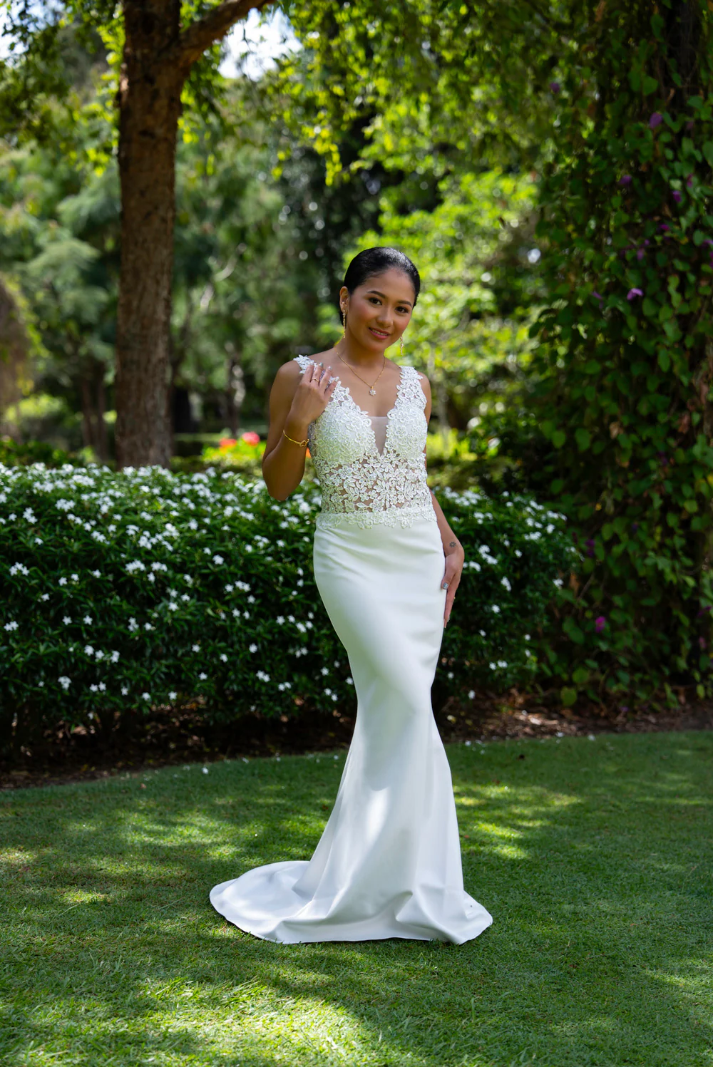 'Florence' Floral Embellished Formal & Bridal Dress (Ivory White) - Image 8