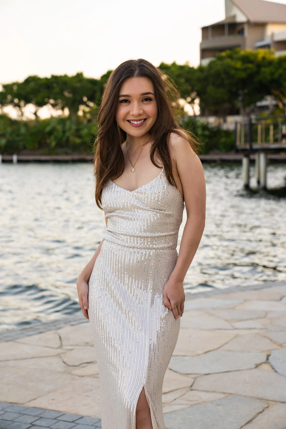 'Kim' Sequin Prom & Formal Dress (Champagne) - Image 10