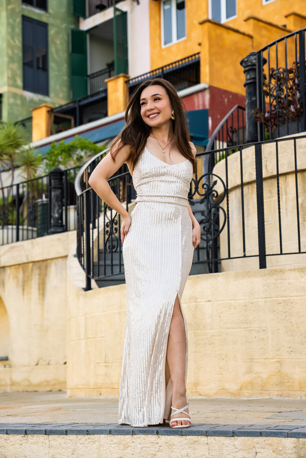 'Kim' Sequin Prom & Formal Dress (Champagne) - Image 12