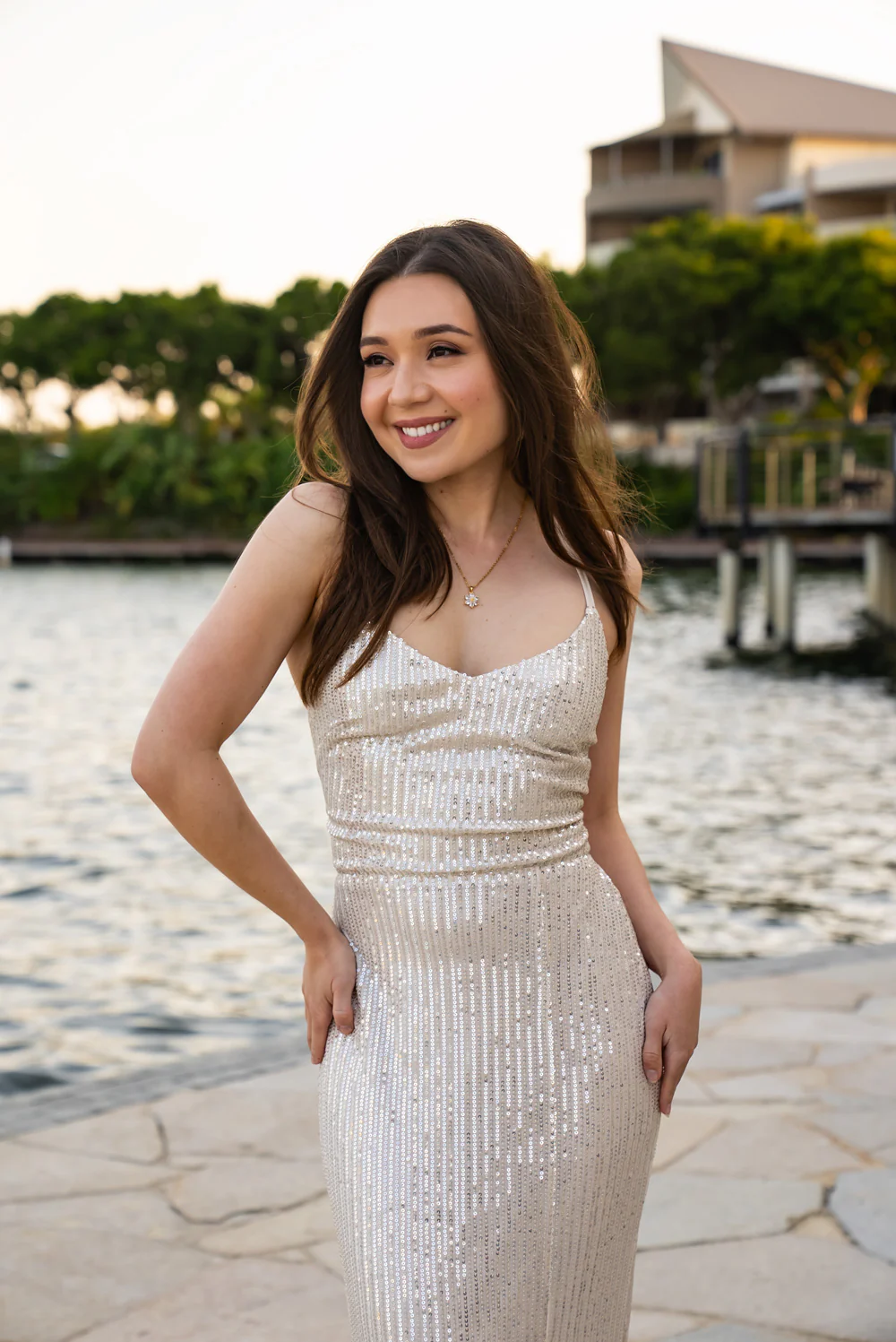 'Kim' Sequin Prom & Formal Dress (Champagne) - Image 4