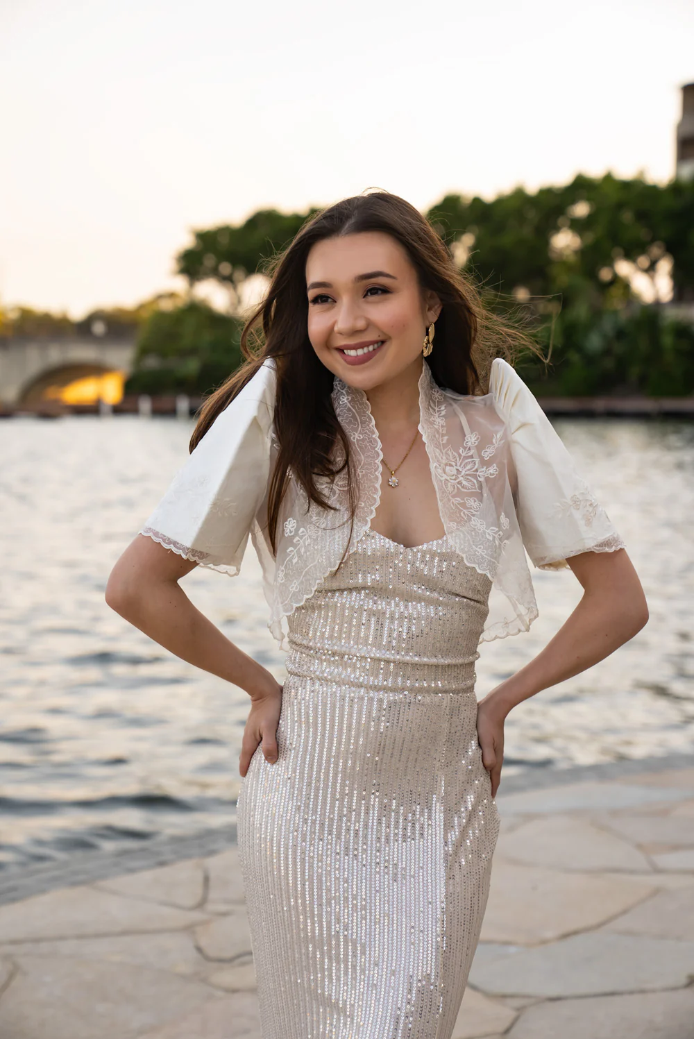 'Kim' Sequin Prom & Formal Dress (Champagne) - Image 6